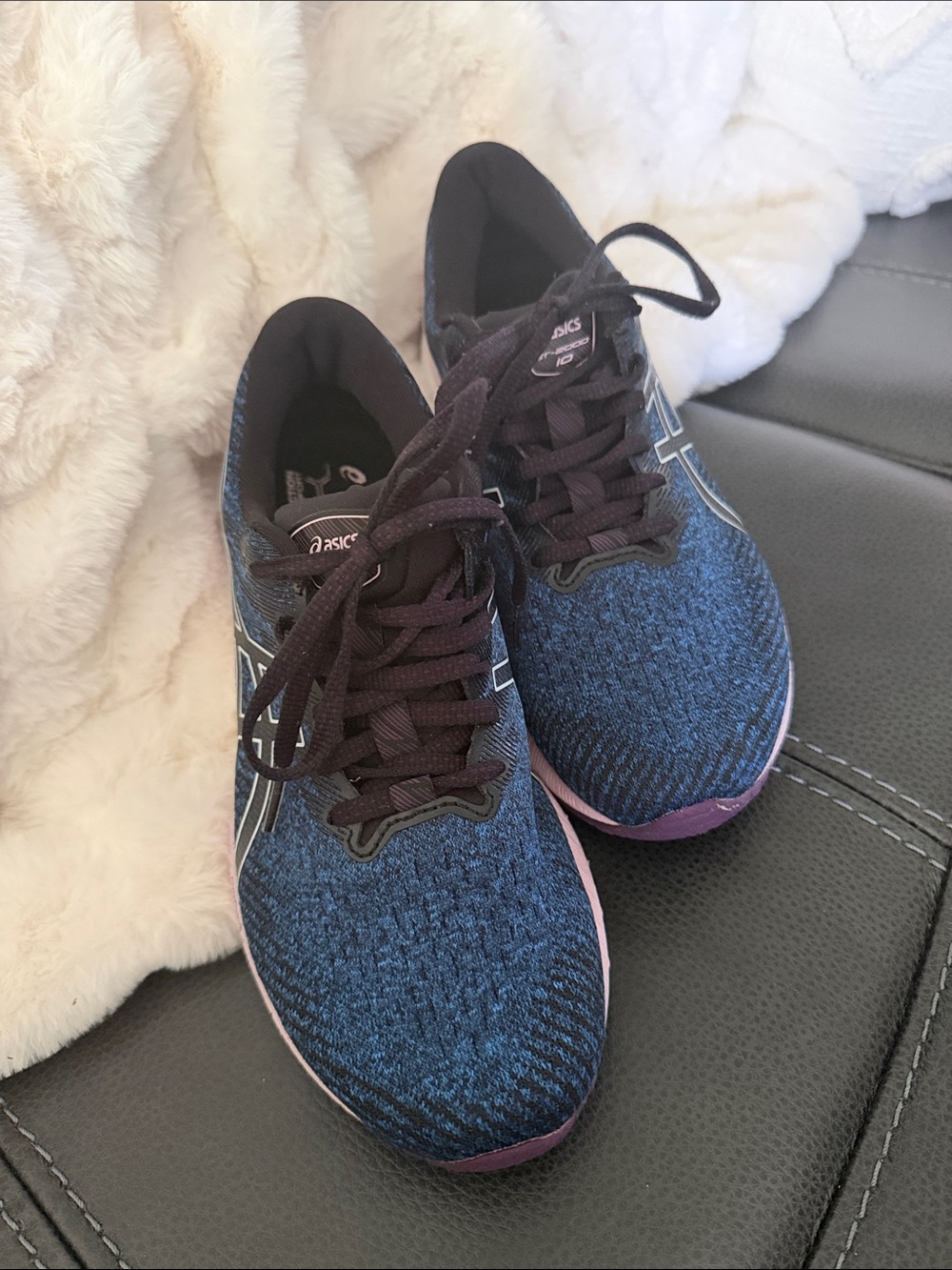 ASICS Women's Blue and Purple Knit Running Sneakers